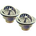 Westbrass Two Post Style Large Kitchen Basket Strainers in Satin Nickel D2145-07